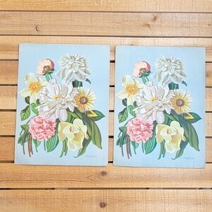 Set Of Two Vintage Floral Botanical Lithograph Prints by E. Witzleben
